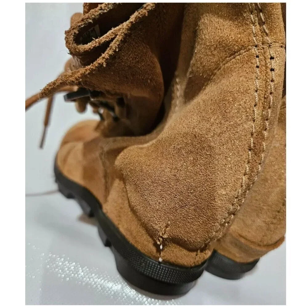 Sorel Youth Joan of Arctic Wedge Ankle Booties Kids Size 4 EUR 35 Brown Leather